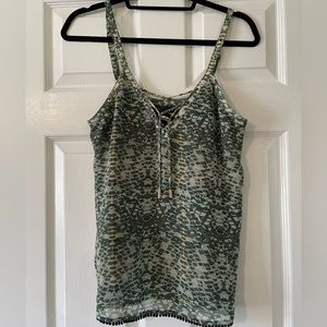 EUC Guess Green Print Sleeveless Top, Size Small